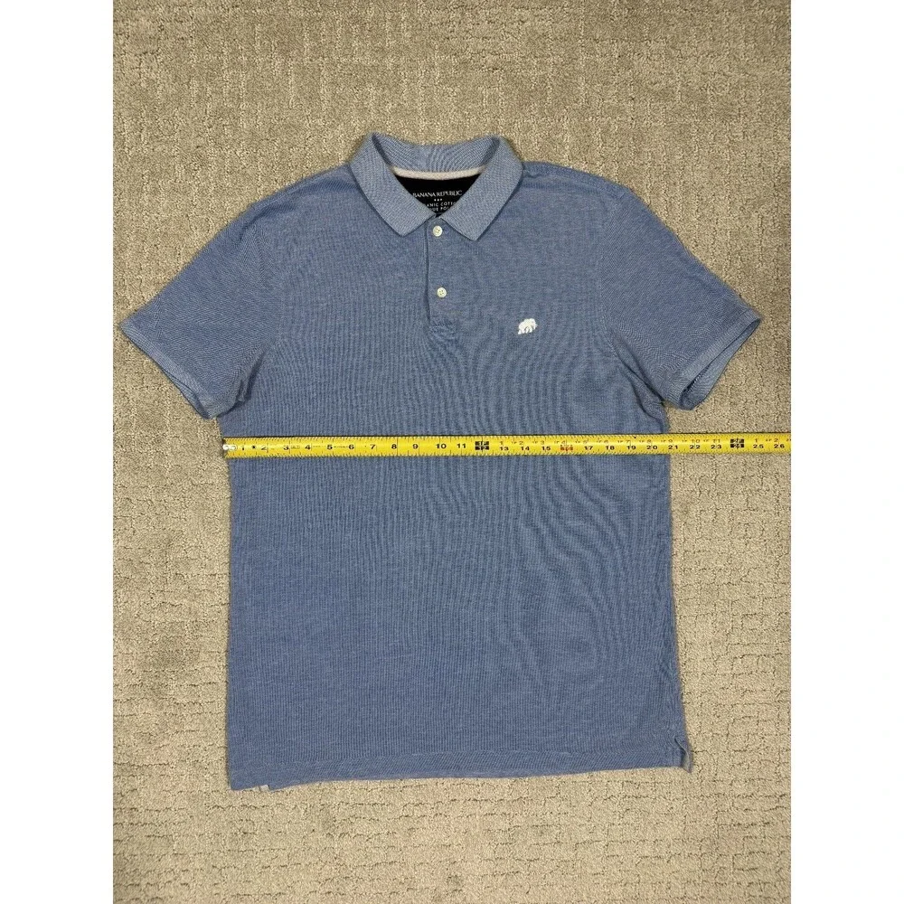 Banana Republic Organic Cotton Pique Polo Shirt Men's Large Blue Short Sleeve